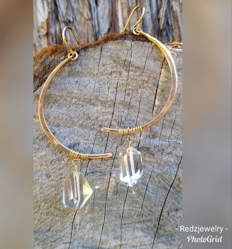 Crescent Moon crystal drop earrings