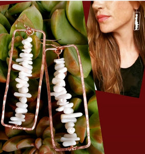Rectangle Coral Earrings