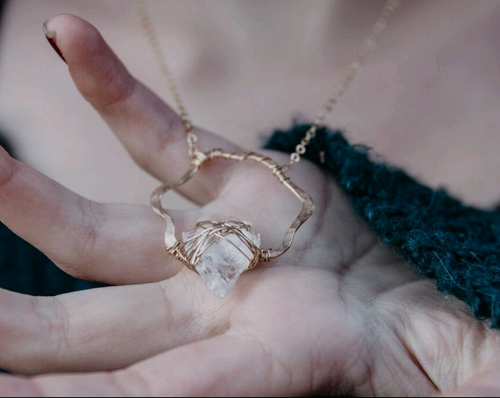 Organic Circle Arrowhead Necklace