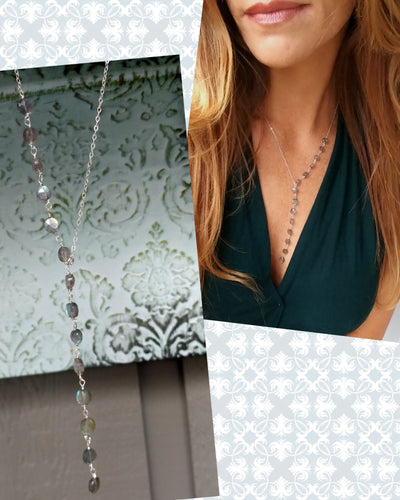 To The Side Necklace with Gemstones