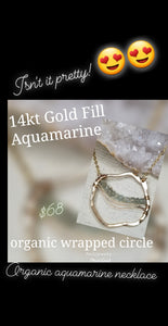 Organic Aquamarine circle necklace