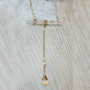 Crystal Bar Opal Necklace