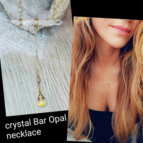 Crystal Bar Opal Necklace