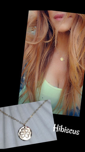 Hibiscus coin necklace