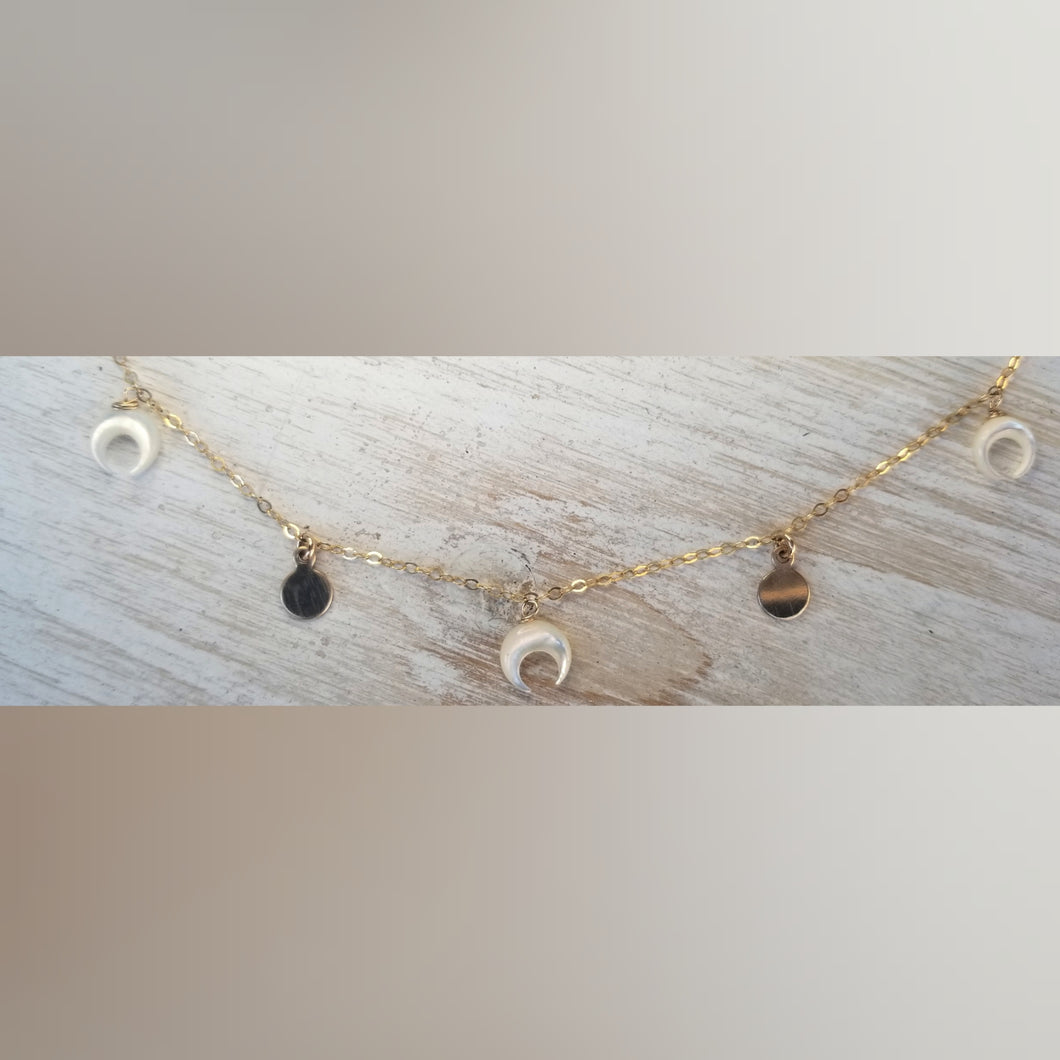 Mini Mother of pearl Coin Necklace