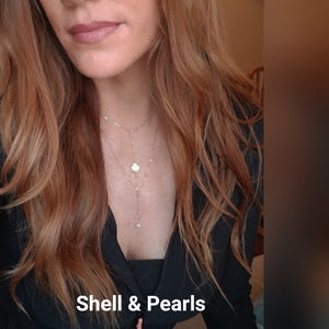 Shell & Pearl V chain necklace