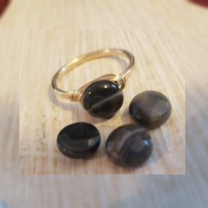 Single wrapped Onyx Ring