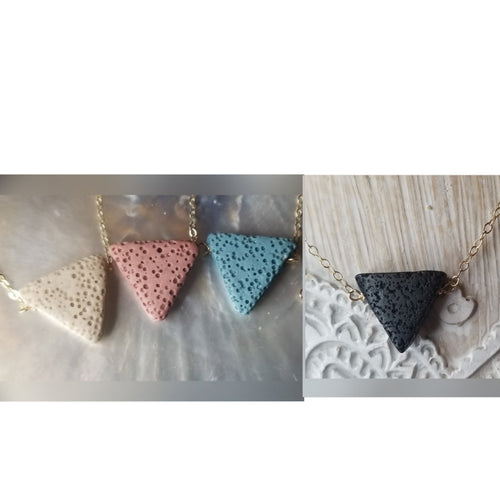 Triangle Lava Rock Necklace