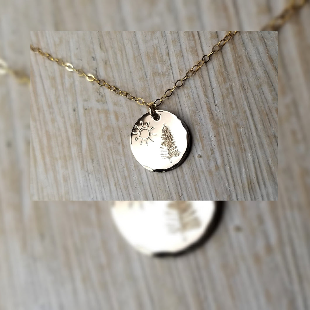 Sun & Tree Coin Necklace