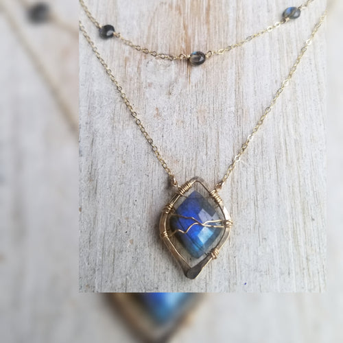 Layered labradorite necklace