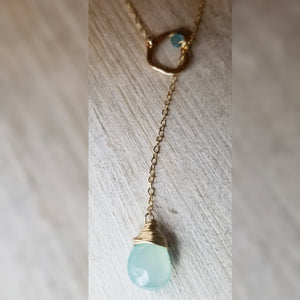 Tropical sea blue lariat necklace