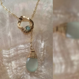 Tropical sea blue lariat necklace