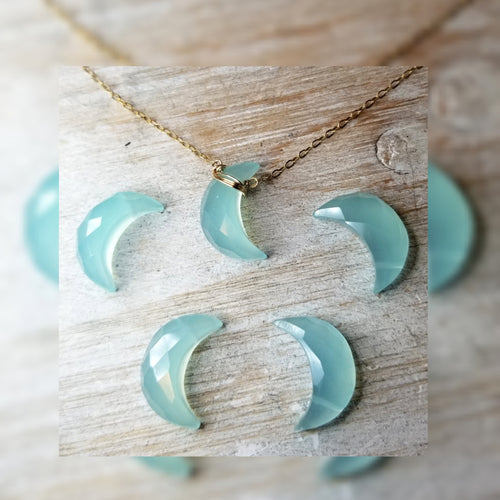 Sea Blue Chalcedony moon