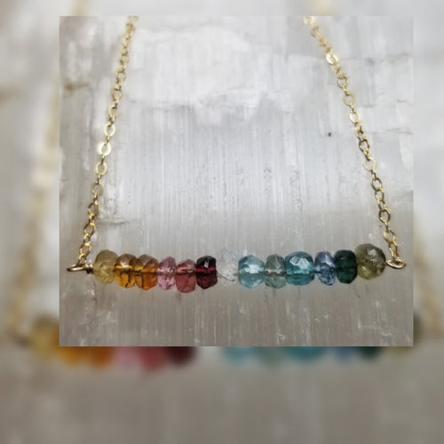 Simple tourmaline bar necklace