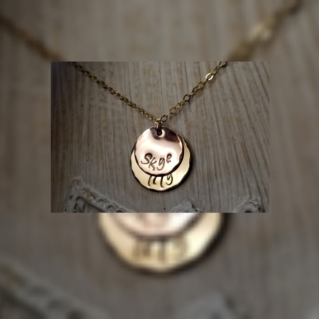 Personalised double coin necklace