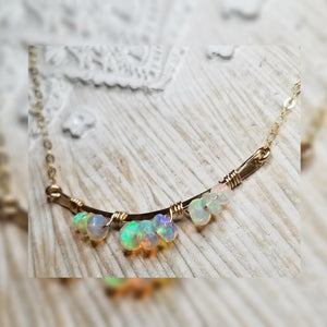 Opal bar necklace