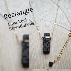 Rectangle Lava Rock Necklace