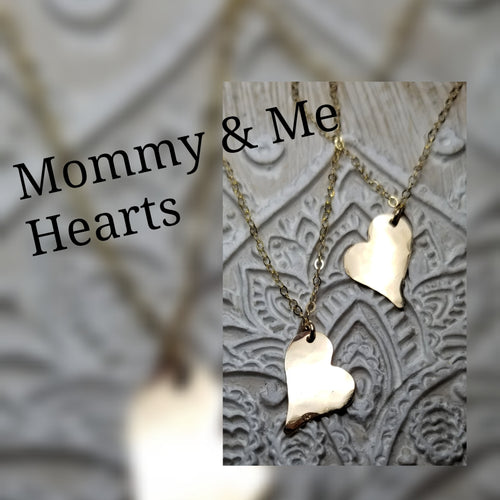 Mommy & Me Hammered Heart necklace set