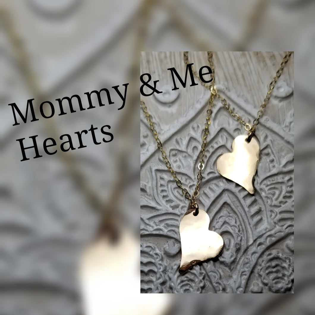 Mommy & Me Hammered Heart necklace set