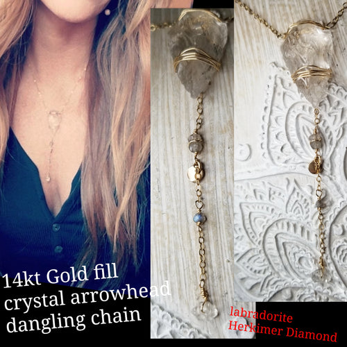 Dangling chain arrowhead necklace