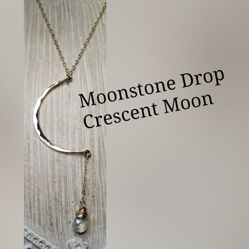 Moonstone Drop Crescent necklace