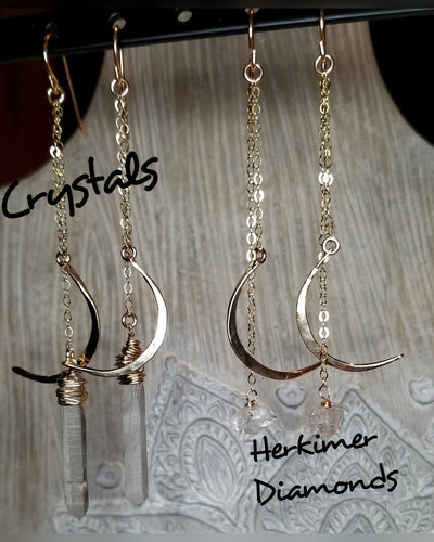 Crystal Moon drop earrings