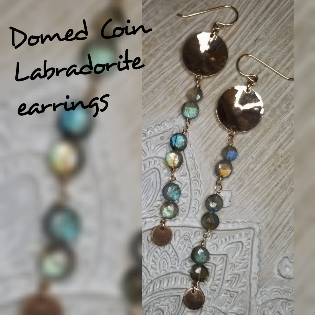 Domed coin labradorite earrings