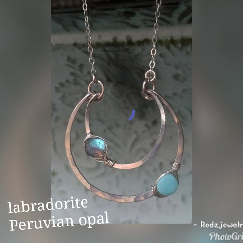 Hammered Double Crescent Necklace