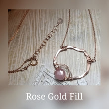 Organic Rose Quartz circle necklace