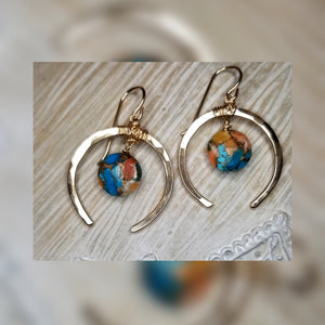 Oyster Turquoise Crescent earrings
