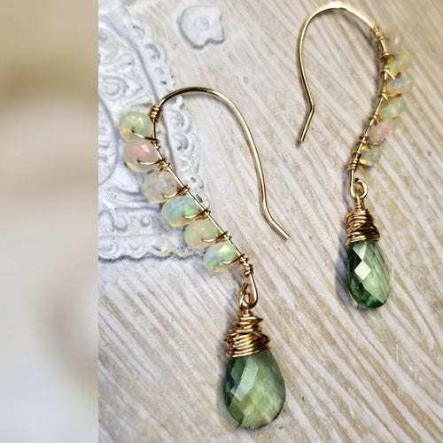 Opal Sea Horse Earrings