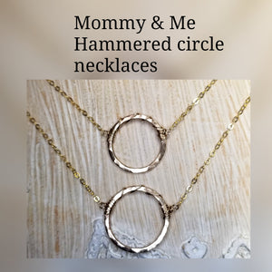 Mommy & Me hammered circle necklace Set