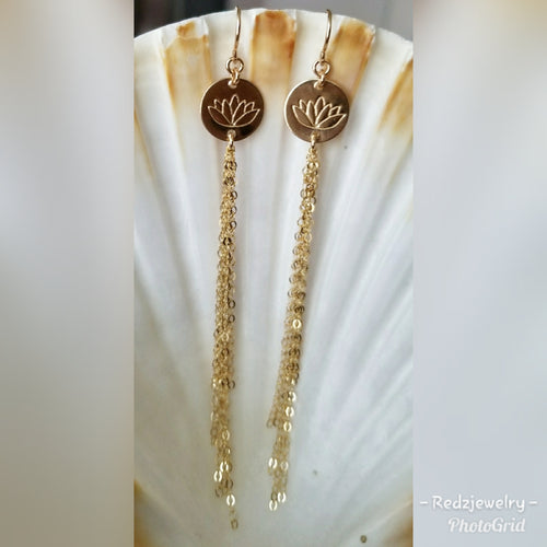 Lotus coin chain earrings
