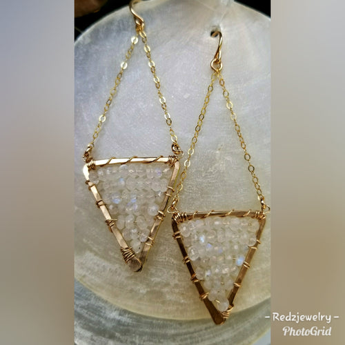 Custom Semi precious triangle stone  earrings