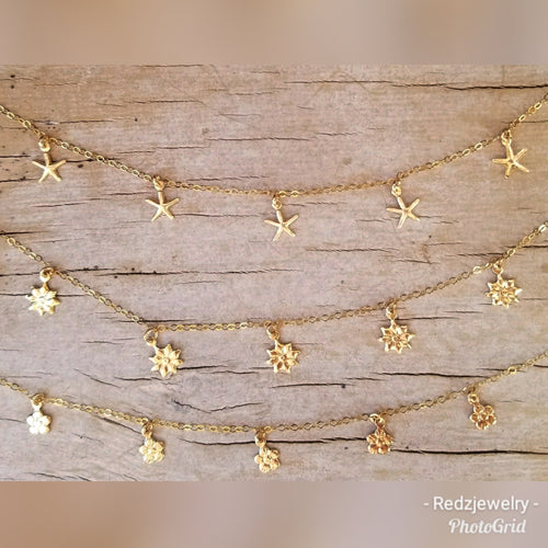 Daisy charm coin necklace