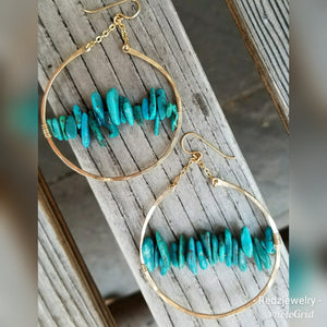 Turquoise statement hoops