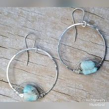 Open ended chunky Larimar hoops