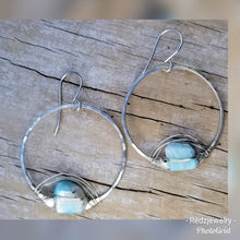 Open ended chunky Larimar hoops