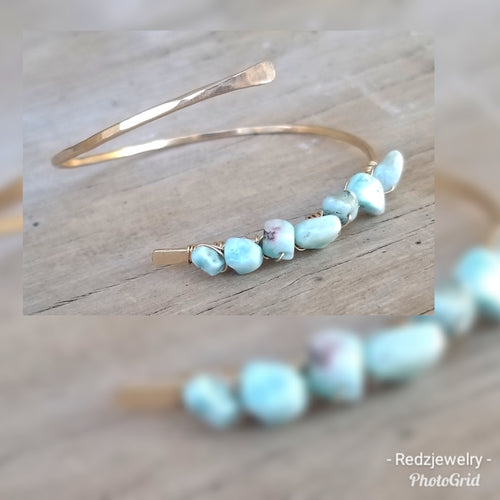 Larimar Wrap Around Cuff Bracelet