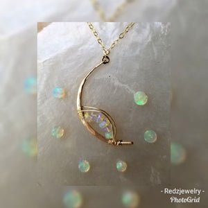 Opal crescent Moon necklace