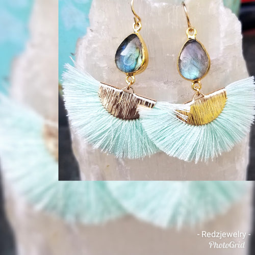 Silk fan earrings
