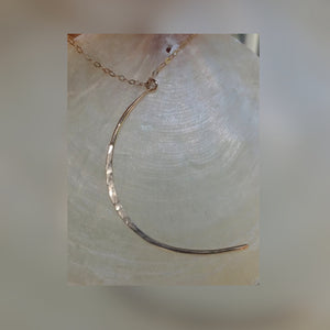 Hammered Large Long Crescent Moon Necklace