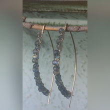 Labradorite Gem Wrapped Threader Style Earrings