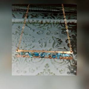 Hammered Double Bar Necklace With Turquoise