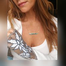 Hammered Double Bar Necklace With Turquoise