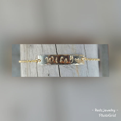 Wifey Personalized Bar Bracelet