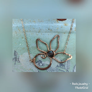 Circle Of Life Lotus Flower Necklace With Labradorite