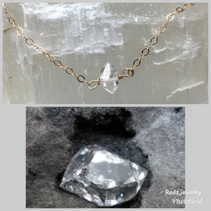Lotus Flower Coin Necklace With Herkimer Diamond