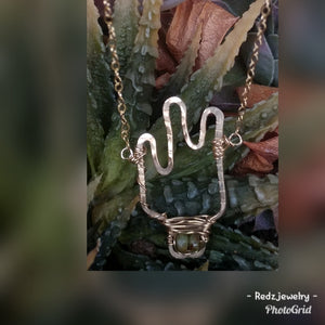 Cactus Necklace with Green Tourmaline