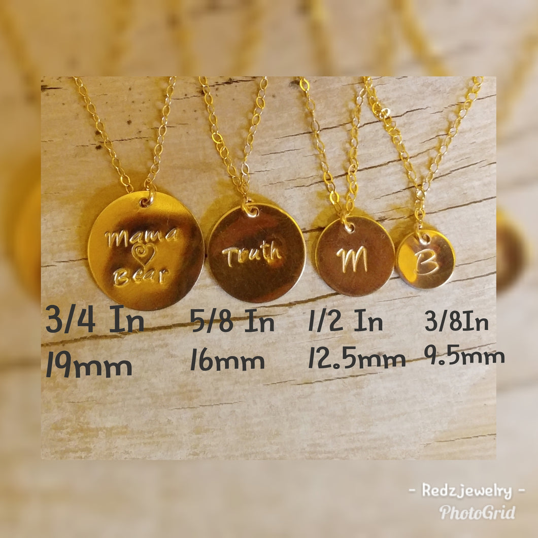 Customizable Tiny Coin Necklace 3/8in 9.5mm